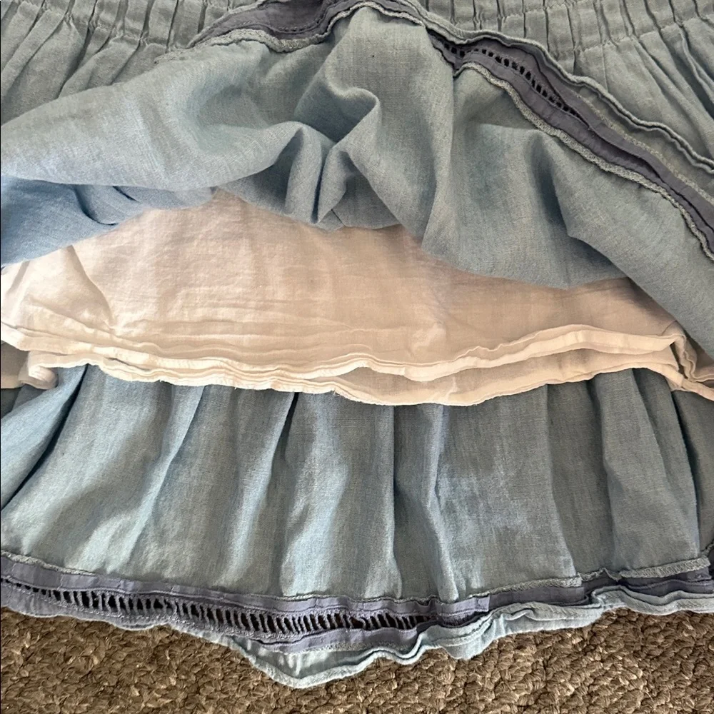 Tuckernuck Light Blue Chambray Smocked Mini Skirt - Picture 3 of 3